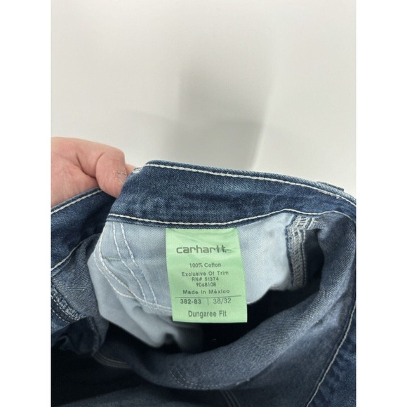 VTG Carhartt Jeans 38x32 382-83 Dungaree Fit Carpenter Work Pants Baggy Distress - Picture 3 of 7